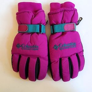 Columbia XL Purple fushia  teal black velcro adjustable snow ski gloves winter